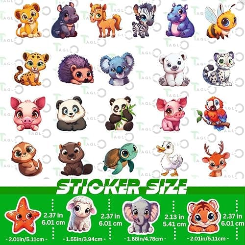 100 PCS Cute Animal Stickers for Kids Classroom, Durable Waterproof PVC/Vinyl Water Bottles Stickers, Laptop, Guitar, Phone Case, Skateboard, Unique Gift for Kids, Teens, Boys, Girls, Party Favors thumbnail 3
