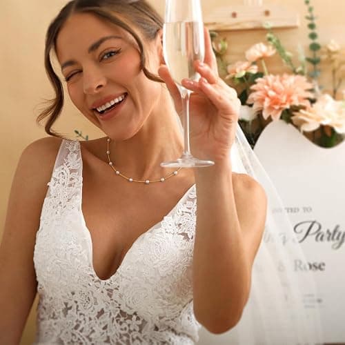 Gold Pearl Necklaces for Women - White Pearls Jewelry Gifts Wedding Bride Bridesmaid Jewelry thumbnail 4