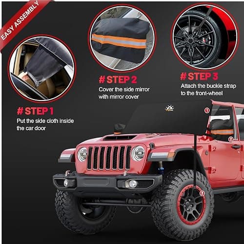 Zettum Car Windshield Snow Cover for Jeep Wrangler - 600D Car Windshield Snow Ice Cover Front Window Covers for Jeep Wrangler, Jeeps Gladiator, Ford Bronco, Toyota FJ Cruiser, Benz G Class, and More thumbnail 5