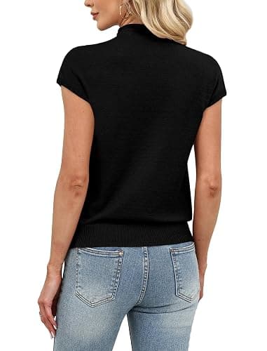 Sampeel Womens Short Sleeve Sweater Mock Neck Summer Top Dressy Casual Basic Knit Pullover Shirt thumbnail 5