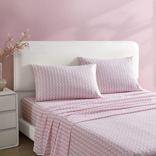 Betsey Johnson - Twin XL Bed Sheets, Soft Bedding with Matching Pillowcase, Fade & Wrinkle Resistant, Lightweight for Year Round Use, Dorm Essentials (Wonderland Stripe Pink) thumbnail 2