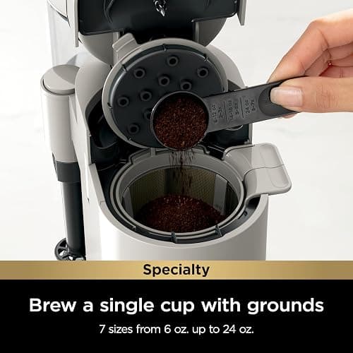 Ninja Pod & Grounds Specialty Single-Serve Coffee Maker, K-Cup Pod Compatible, Brews Grounds, Compact Design, Built-In Milk Frother, 56-oz. Reservoir, 6-oz. Cup to 24-oz. Mug Sizes, Stone, PB051ST thumbnail 3