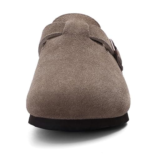 KIDMI Genuine Suede Clogs for Women Cork Footbed Sandals Leather Mules Potato Shoes with Arch Support thumbnail 4