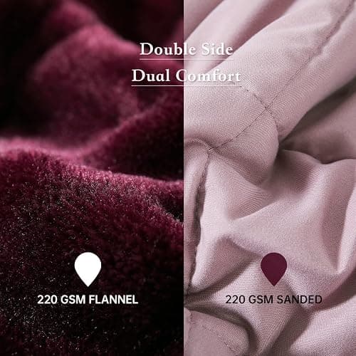 Satwip Pink Weighted Blanket 15 Pounds, Fuzzy Warm Flannel Throw Blanket with Soft Breathable Sanded, 48 x 72 inches, Red Pink thumbnail 5
