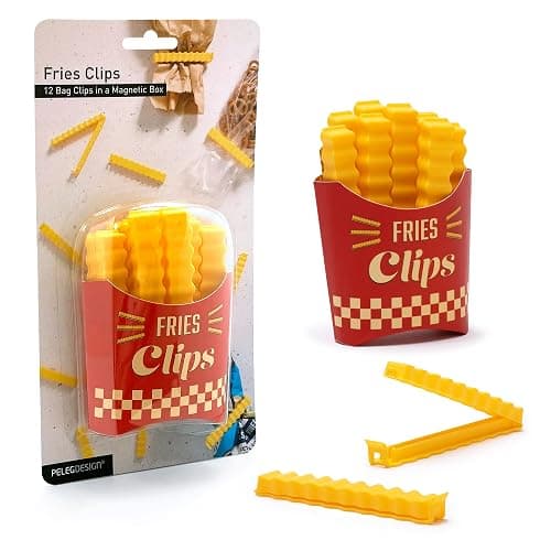 Peleg Design: 12 Cute French-Fries-Shaped Bag Clips to Seal Food Packages | Fun Magnetic Box for Easy Access | Cute Kitchen Accessories - Image 1