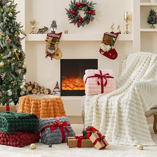 BEDELITE Pink Throw Blanket Twin Size for Bed- Super Soft and Warm 3D Checkered Fluffy Fuzzy Fleece Blanket, Luxurious Plush Cozy Blanket for Room Decor Fall and Winter, 60x80 inches thumbnail 3