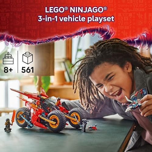 LEGO NINJAGO Ninja Combat Vehicle - 3 in 1 Building Toy - Dragons Rising Play Set for Boys & Girls, Ages 8+ - Model Building Kit for Kids W/6 Ninja Toy Minifigures - Gift Idea for Birthdays - 71844 thumbnail 2