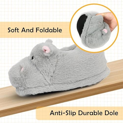 Aopuro Cute Women Penguin Animal Slippers Fluffy Warm Plush House Shoes Novelty Soft Slippers Cartoon Gifts for Birthday Christmas thumbnail 3