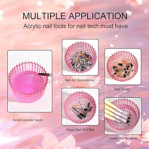 Monomer Dish for Acrylic Liquid, Large Dappen Dish with Lid, 3 oz, Pink | Acetone Cups for Nails, Glass Cup for Monomer liquid, Acrylic Nail Brush Cleaner Holder, Nail Brush Dish, CORFULRA, thumbnail 3
