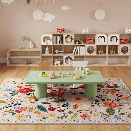 Rugcomf Area Rugs 9x12 Living Room Clearance Washable Boho Rug Non Slip Floral Vintage Low Pile Large Rug for Living Room, Bedroom, Farmhouse, Dining Room, Kids Playroom(Beige) thumbnail 8