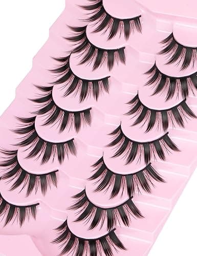 False Eyelashes Manga Anime Lashes Japanese Cosplay Spiky Lashes Mink Dramatic Thick Fake Eyelashes Extensions Doll Strip Lashes 7 Pairs Pack by EYDEVRO thumbnail 4