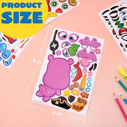 JOYIN 24PCS 9"x6" Make a face Stickers for Kids, Make Your Own Safari Animal Stickers, Jungle Party Favors Kids Crafts, Goodie Bags Stuffers, Classroom Rewards thumbnail 2