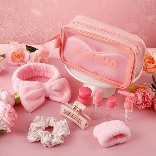CWJCYTNSN 12PCS Spa Headband for Washing Face Wristband Set, Girls Pink Makeup Skincare Headbands for Spa Day, Soft Hair Accessories for Women Gifts thumbnail 5