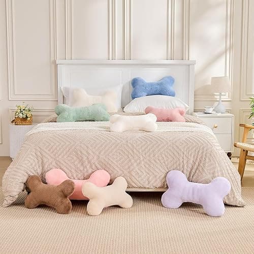 XVTRU Bone Pillow Cute Decorative Throw Pillow Bone Shaped Pillows for Aesthetic Home Decorative Cushion Pet Plush Pillow for Bed Sofa Couch (Ivory, 15 Inch) thumbnail 7