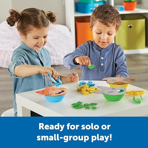 Learning Resources Fine Motor Feeding Friends - Fine Motor Toys for Toddlers, Counting Skills, Color and Shape Sorting, Matching Skills, Montessori Activities, Birthday Gift for Boys and Girls thumbnail 4