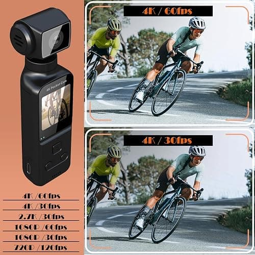 ZOMFOM 4K Body Camera with External Microphone, Mini Video & Audio Pocket Cam 270° Rotation Camera for Outdoor Sport, Bike, Travel, Police Law Enforcement, Personal Civilians, 64GB Included thumbnail 4