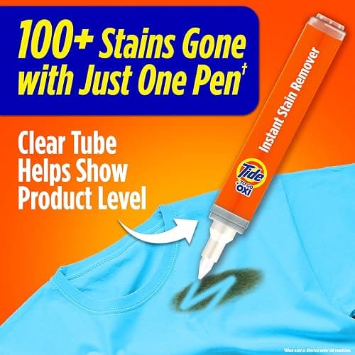 Tide Stain Remover for Clothes, Tide To Go Pen, Instant Stain Remover Pen & Spot Cleaner, Portable & Travel-Friendly, Works on Food & Drink Stains, Fits in Purses & Bags, 3 Count (Pack of 1) thumbnail 2