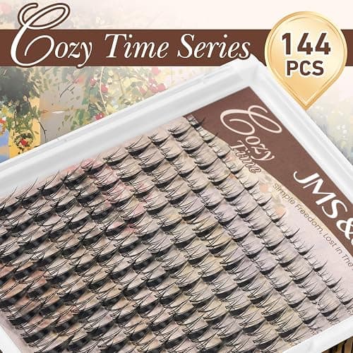 JMS&JMS Lash Clusters 144 Pcs Natural Cluster Lashes Invisible Band Manga Lashes Super Thin Band Reusable Soft & Comfortable(Fairy,8-18mix) thumbnail 4