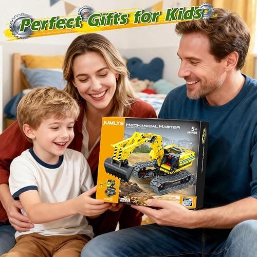 Jumlys STEM Building Toy for Kids Boys Girls Age 5, 6, 7, 8, 9, 10, 11, 12 Years Old, 2 in 1 Excavator Robot Building Sets, 344 Pcs DIY Engineering Construction Building Blocks Kits thumbnail 2