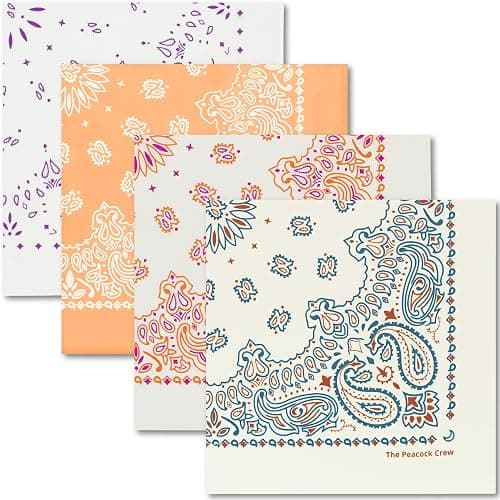 The Peacock Crew Premium Soft Cotton Bandanas Pack for Men and Women Paisley 22 x 22 inches - Image 1