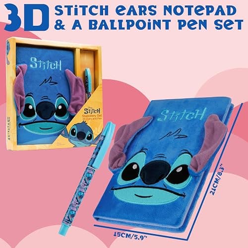 Disney Stitch Gifts for Girls, Diary for Teens Notebook with Pen, Cute A5 Hardcover Journal with Lock, Secret Stationary Set Travel Journal (Blue Fluffy) thumbnail 2