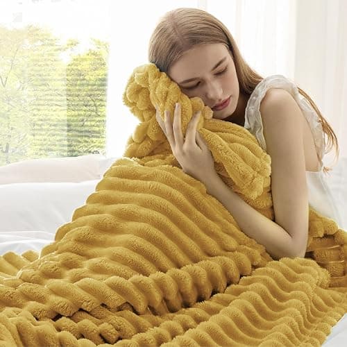 Bedsure Honey Fleece Blanket for Couch - GentleSoft Cozy Soft Blankets for Women, Cute Small Throws for Girls, 50x60 Inches - Honey - Throw (50" x 60") thumbnail 3