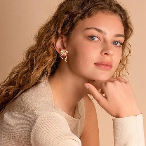 MUYAN Gold Bow Butterfly Stud Earrings Fashion Jewelry for Women thumbnail 3