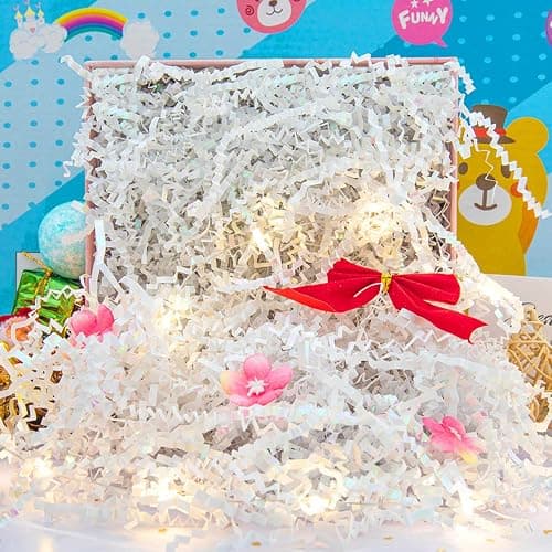Caleihd Crinkle Cut Paper Grass Cushion Paper Streamer for Christmas Wedding Birthday Bridesmaid Engagement Craft Gift Boxes Bags Filler Decoration 4.5oz Diamond White thumbnail 5