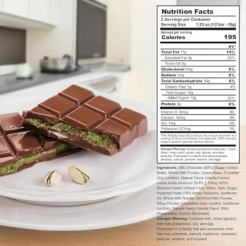 Eastanbul Dubai Chocolate Bar Pistachio, 2.5oz Mini Treat, Premium Pistachio Dubai Chocolate Bar, Viral Candy with Shredded Phyllo Dough, Knafeh, Gift Box thumbnail 2