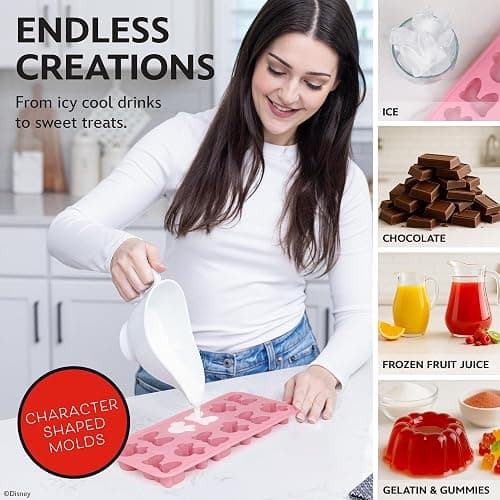 Disney Minnie Mouse Silicone Ice Cube Tray – 2 Pack Ice Trays for Freezer with Fun Minnie Mouse Ice Molds – Flexible BPA-Free Silicone Molds for Ice, Chocolate, and More (Minnie (Pink)) thumbnail 5