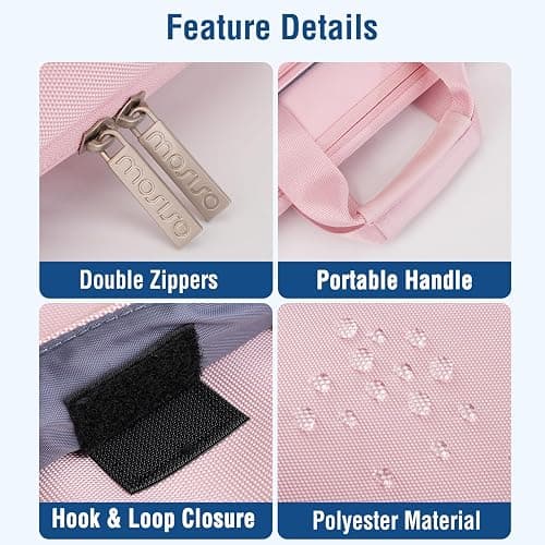 MOSISO 360 Protective Laptop Bag 15.6 inch, 15-16 inch Computer Bag Compatible with MacBook Air 15 inch/Pro 16 inch, HP,Dell,Lenovo,Asus,Notebook, Laptop Carrying Case with Strap&Handle, Pink thumbnail 9