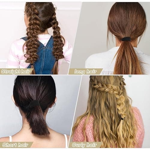 Obeoby 100PCS Hair Ties for Thick Hair, Seamless Nylon Elastic Ponytail Holders, Bulk Black Hair Bands & Elastics for Women Girls thumbnail 6