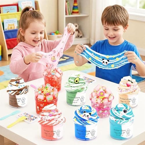 9 Pack Slime Kit, 6 Two-Color Butter & 3 Jelly Cube Crunchy Slime, Stress Relief, Soft Non-Sticky, for Kids Party Favors, School & Family Sensory Toy thumbnail 8