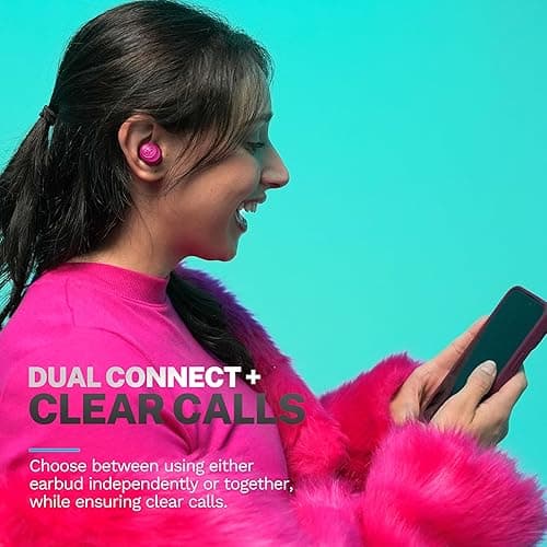 JLab Go Air Pop+ True Wireless Earbuds, in Ear Headphones, Bluetooth Earphones, 35H Playtime Ear Buds, Bluetooth Earbuds with Microphone, USB-C Charging Case, Dual Connect, EQ3 Sound, Dark Pink thumbnail 6