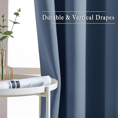 NICETOWN Stone Blue Blackout Curtains for Living Room 84 inches Long - Thermal Insulated Grommet Room Darkening Window Treatments Sound Reducing Drapes for Bedroom, 2 Panels, W52 x L84 thumbnail 5