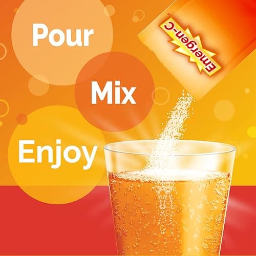 Emergen-C 1000mg Vitamin C Powder for Daily Immune Support Caffeine Free Vitamin C Supplements with Zinc and Manganese, B Vitamins and Electrolytes, Super Orange Flavor - 90 Count/3 Month Supply - Vitamin C Powder thumbnail 4