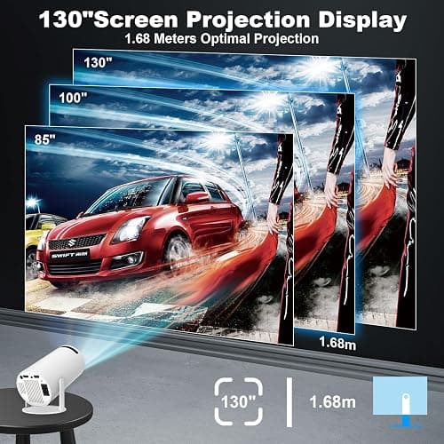 aquota Mini Beamer 4k 160 ANSI Lumen 4K Tragbarer Projektor Dual Band Wifi6/BT5.0, Beamer Handy 180°Drehbarer und Auto Keystone mit Android und IOS 11.0 thumbnail 5