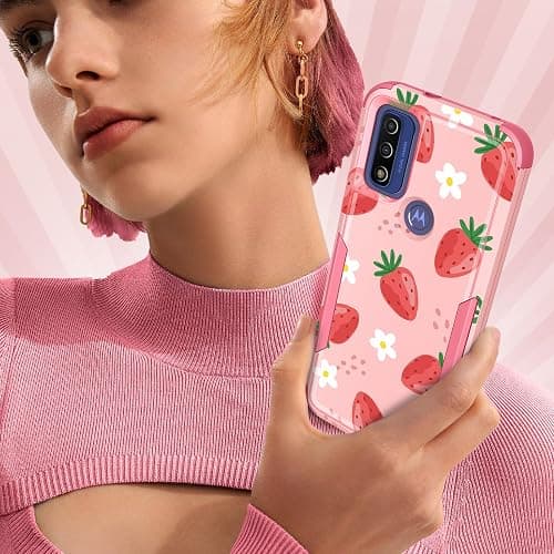 Plakill for Motorola Moto G Pure/G Power 2022 Case/G Play 2023 Case,Women Girls Cute Strawberry Style Heavy Duty Military Grade Protctive Shockproof G Pure/G Power 2022/G Play 2023 Hard Phone Cases thumbnail 6