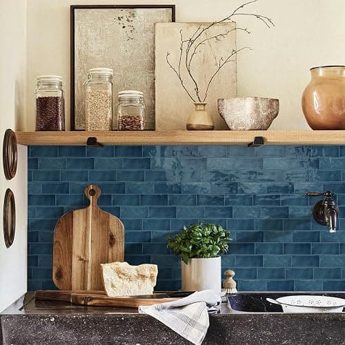 ViibXfans Agadir Blue Tile Peel and Stick,12 x 8.7 in,12 Sheets | 3D tiles Decals,1mm Thick,PE+PU,Waterproof&Durable Back Splash,Renter Friendly Backsplashes for Kitchen, Bathroom thumbnail 6