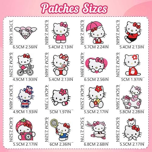 WUTAOBON 17Pcs Cute Cartoon Kitty Patches, Kids Embroidered Iron on/Sew on Applique Patches for Hats, Backpacks, Shirts, Shoes thumbnail 3