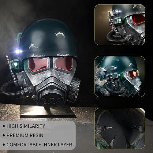 Ranger Helmet NCR Armor Helmet Cosplay Deluxe Full Head Resin Mask Mask | for Halloween Costume Collectible Prop thumbnail 2