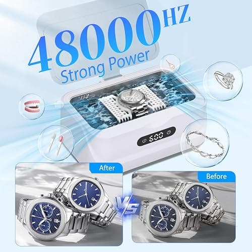 Klivvio Ultrasonic Jewelry Cleaner: 48Khz Ring Cleaner Ultrasonic Machine with Digital Timer, 4 Cleaning Modes, 24W Sonic Cleaner for Jewelry, Glasses, Retainer, Watch Strap, Home & Travel Use, 13.5oz thumbnail 4
