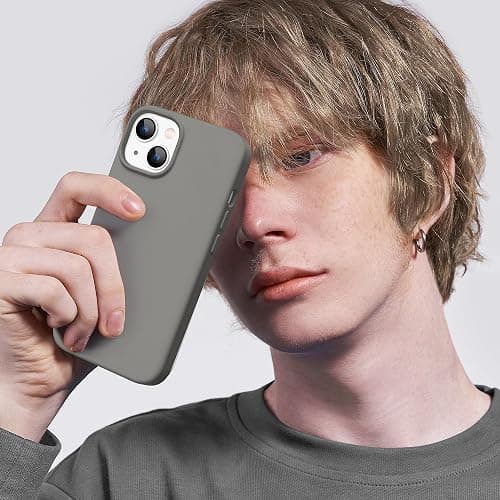 GolbinBox Magnetic for iPhone 13 Case & iPhone 14 Case, Compatible with MagSafe, [Soft Anti-Scratch Microfiber Lining], Slim Liquid Silicone Shockproof Protective Phone Case 6.1 inch, Cold Gray thumbnail 8