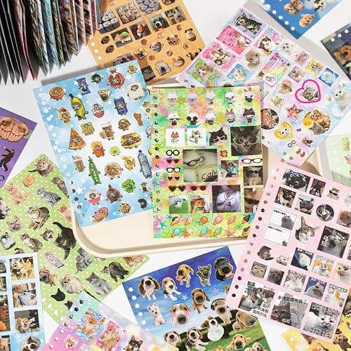 ZHIJIANHZ Cat and Dog Stickers Book Set 2 in 1,Value Set with 1600 Stickers 60 Pages Meme Sticker Books for Scrapbook Journal and Planner Coil Bound Sticker Albums thumbnail 3