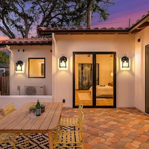 MATAMEYE Outdoor Wall Lantern, Exterior Waterproof Wall Sconce Light Fixtures, Black Front Door Wall Lighting with Clear Beveled Glass Shade, 2 Pack thumbnail 8