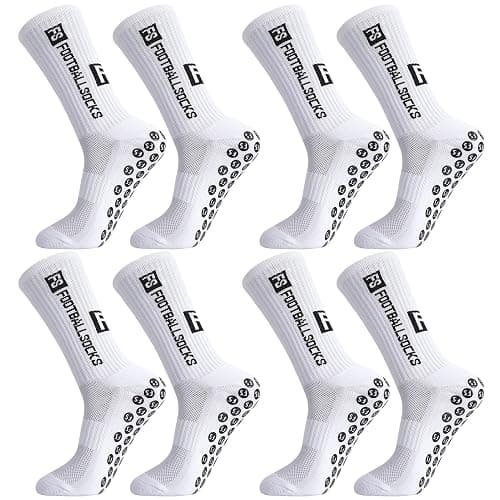 Apricitie 4 Paare Fußball Socken, 39-46 35-38 Fußballsocken Anti Rutsch Grip Sportsocken Rutschfeste Fussball Socken für Herren Damen Kinder - Image 1