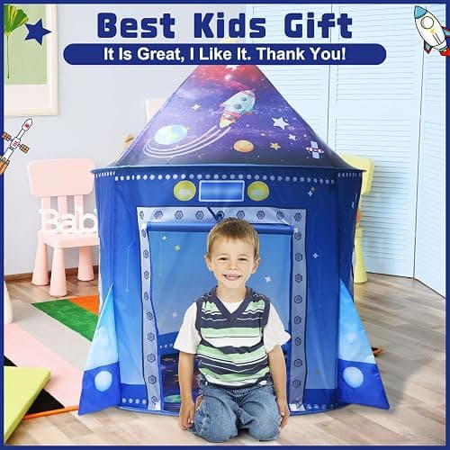 Kaivee Rocket Ship Space Pop Up Play Tent for Kids-Astronaut Pretend Playhouse Gift for 3-5 Year Old Girls Boys thumbnail 6