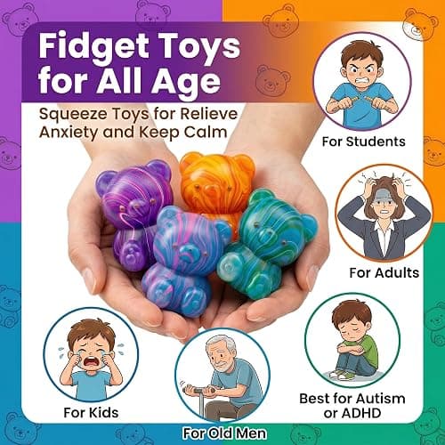 papejoyyy 4 Pack Bear Squishy Toys, 3 Inch Durable Slow Rising Stress Relief Sensory Squeeze Toys for Adults and Kids, Birthday Gifts, Party Favors, Classroom Prizes thumbnail 5