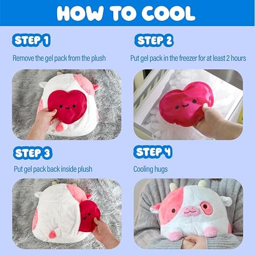 Heatable Scented Cow Plush for Period Cramp Relief & Emotional Support, Microwavable Soft Toy Plushies, Coolable Stuffed Animal for Anxiety, Cute Heating Pad for Pain Relief (Blueberry) thumbnail 6
