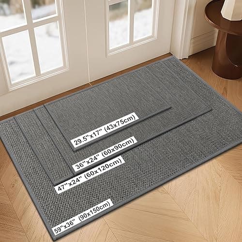 LEKEEPGO Door Mat 24"x36", Non Slip Door Mat Indoor Entrance, Rubber Backing Front Indoor Door mat Washable Absorbent Low-Profile Entryway Entry Resist Dirt Inside Door Mats, Grey thumbnail 2